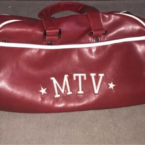 MTV Burgundy Duffel Bag with White Accents